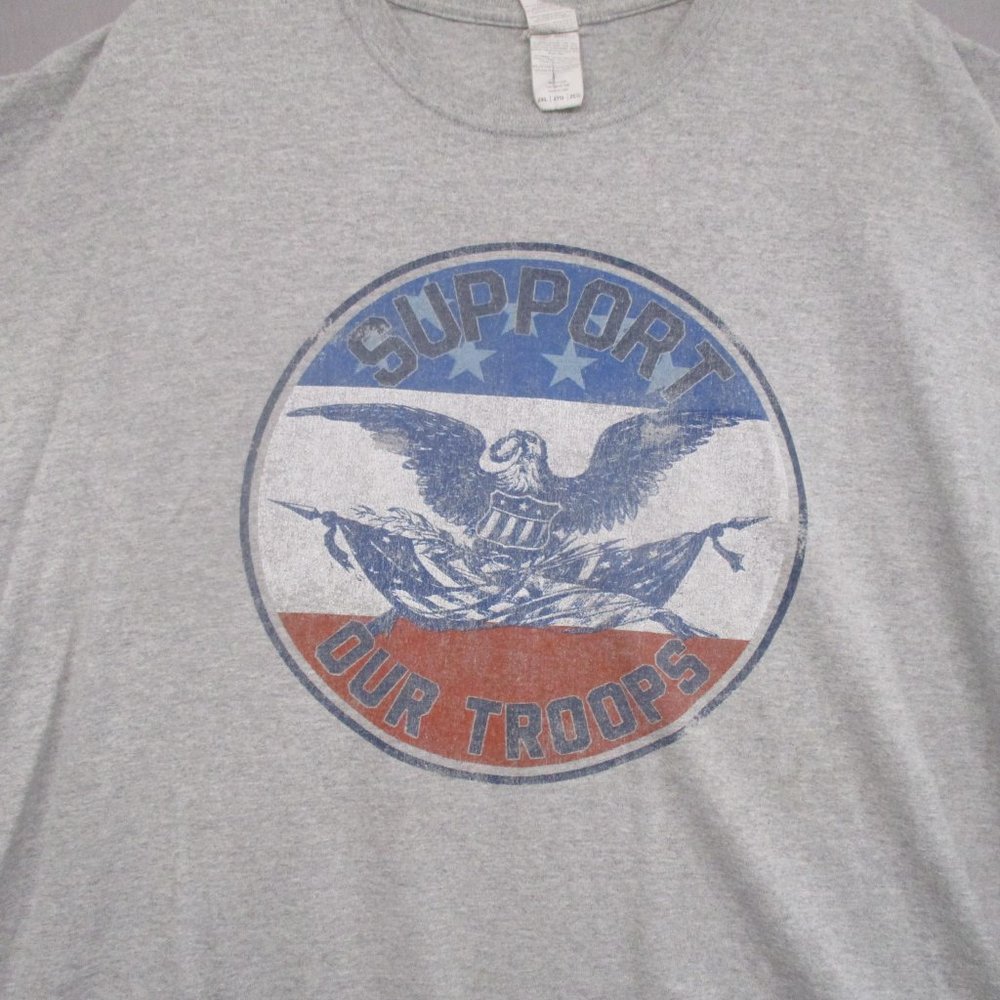 Gildan Support Our Troops Graphic‎ Print T- Shirt Gray Men Size | 2XL - Picture 3 of 8